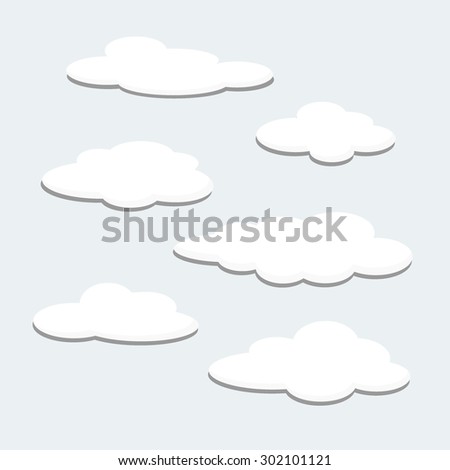 Set of isolated vector clouds, flat design 