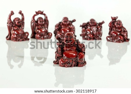 Red Buddha on white background.(Sangkat Ja)