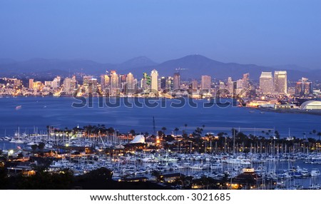 Classic view of San Diego skyline