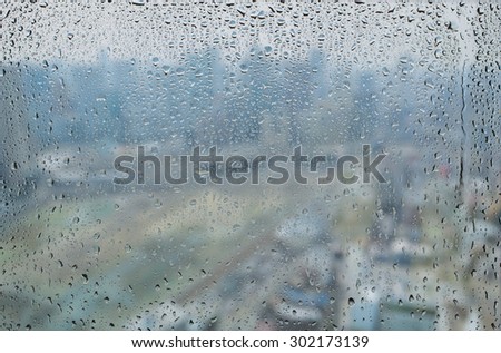 Top view of Buildings and the city in rainy day