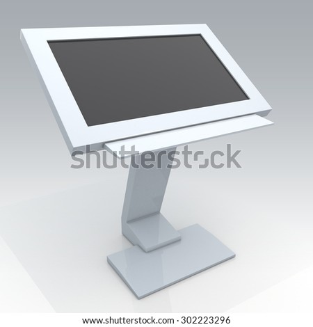 3D Rendering Mock Up Interactive digital Information Kiosk in Isolated Background with Work Paths, Clipping Paths Included.