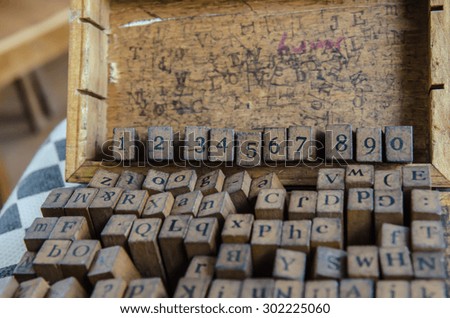 alphabets stamp. alphabets stamp in the box.