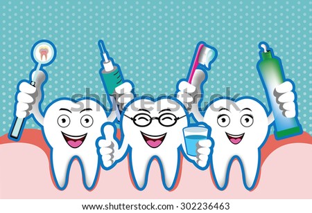 Illustration of cartoon smiling tooth