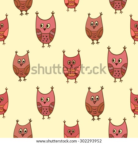 Seamless owls vector pattern. Seamless background texture with hand drawn owls.