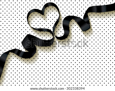 Black ribbon on a polka dots background. Royalty-Free Stock Photo #302338394