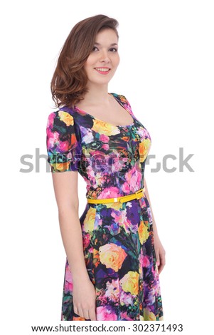 pretty young woman wearing a beautiful dress
