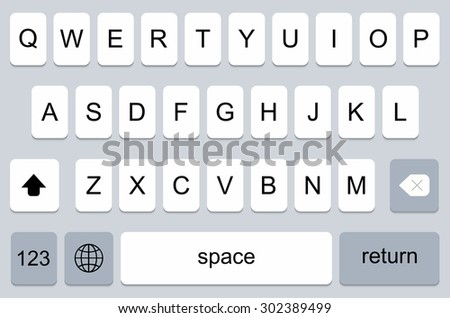 vector modern keyboard of smartphone, alphabet buttons Royalty-Free Stock Photo #302389499