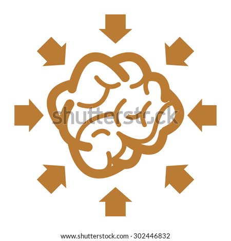 Brown Brainstorm, Brain With Arrow Infographic  Flat Icon, Sign Isolated on White Background 