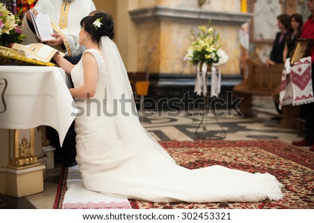 beautiful traditional wedding ceremony of stylish couple, Lviv, Ukraine