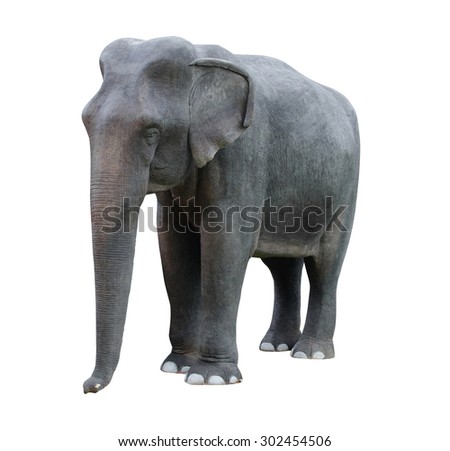 Elephant statue on a white background.