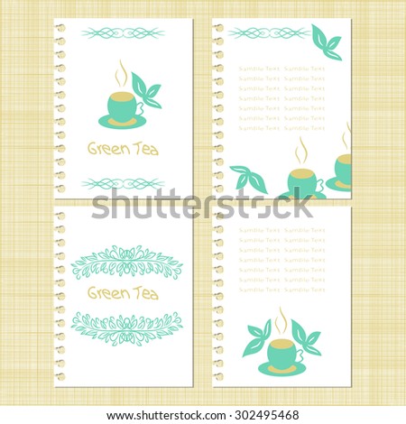 Template. Green tea. Set. Menu, background, invitation, advertisement.