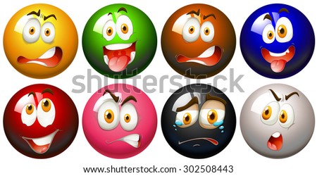 Snooker balls with faces illustration