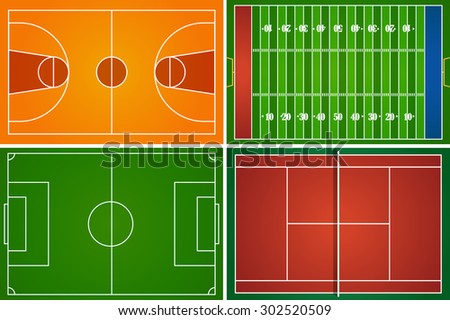 Sport fields and courts illustration