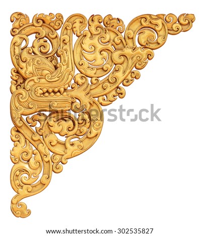 Traditional Thai art decoration isolated on white background Royalty-Free Stock Photo #302535827