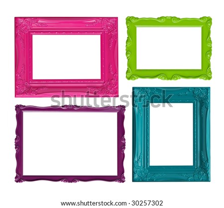 Four contemporary picture frames in high resolution vibrant colors. Royalty-Free Stock Photo #30257302