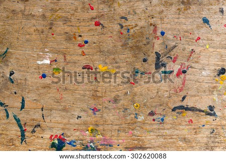Wood surface background with paint stain on it