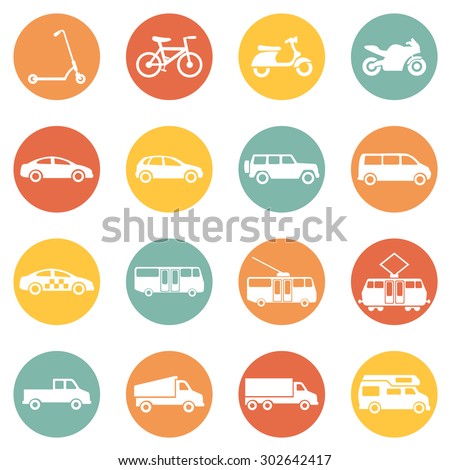 Vector Set of  Ground Transportation Icons