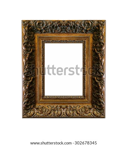 Blank Antique Golden Frame Isolated on White Background