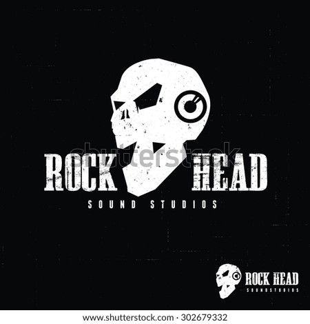 Rock Head, Sound music and Skull Logo Template