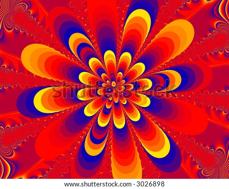 From SCI-FI series Alien Pop Art . Glowing  abstract fractal background featuring alien flora with splash of bright colors and optical illusion .