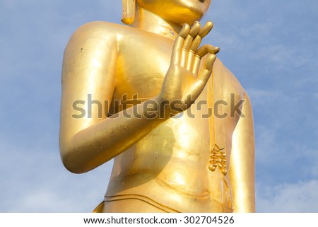 Close up Gold Buddha statue, Asian, Thailand