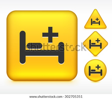 Hospital Bed on Yellow Multi Shape Buttons