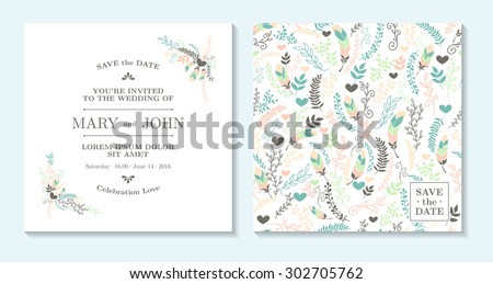 Wedding invitation, thank you card, save the date cards. Wedding invitation. Royalty-Free Stock Photo #302705762