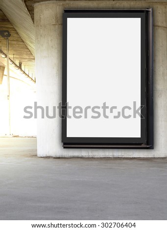 Blank billboard on Concrete wall background under the bridge sunny
