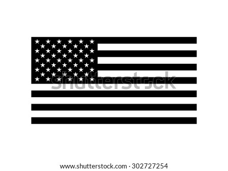 Vector black and white USA flag, on white background