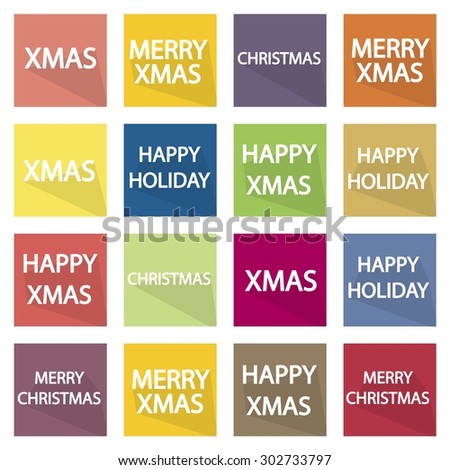 Illustration Set of 16 Xmas Stickers and Labels for Christmas Holiday Celebration.
