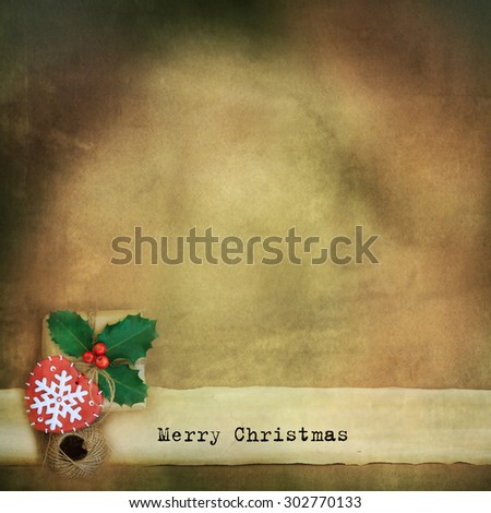 Rustic background with christmas gift