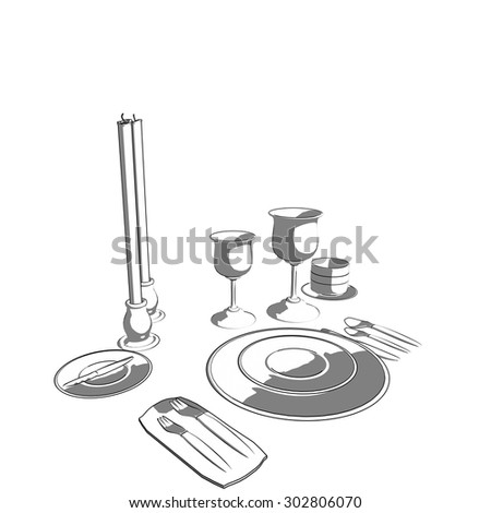 Fine Dining place setting, two tone