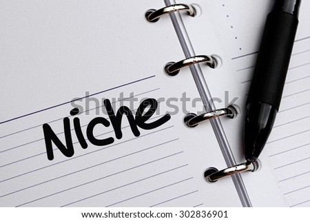 Niche word written on notebook