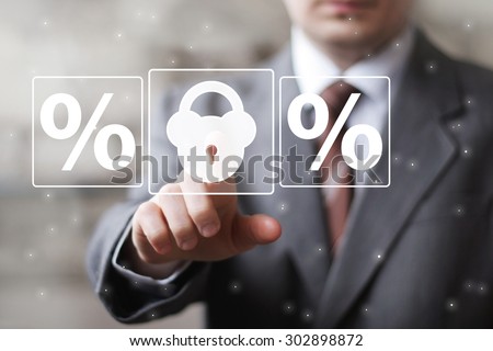 Business button lock security percent icon