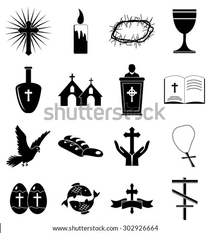 Christianity icons set