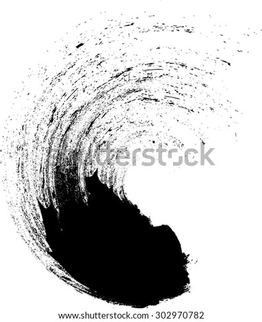 Grunge Wave Logo Element. Surfing Icon . Brush Stroke . Black Ink Splatter . Vector Illustration. 