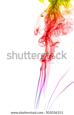 Abstract colorful smoke on white background, smoke background,colorful ink background,yellow,blue,red
