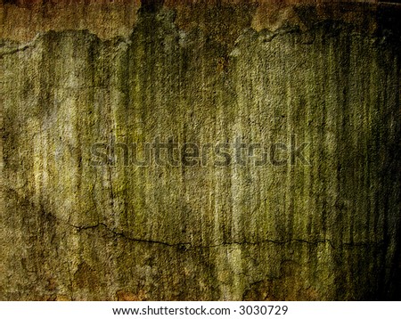 Green Grunge Background - Cracked Concrete with Moss