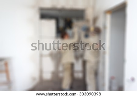 Apartment renovation theme creative abstract blur background with bokeh effect