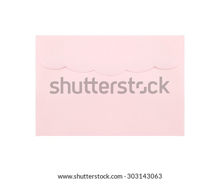 Pink envelop on White Isolated background