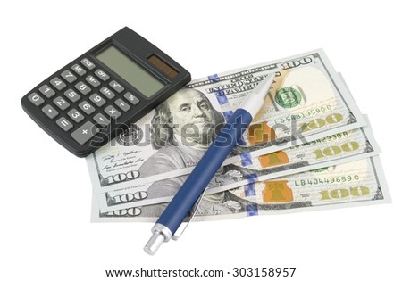 business concepts. money with calculator on a white background  
