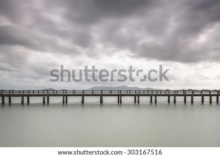 Long exposure landscape of old jetty extending into Andaman sea