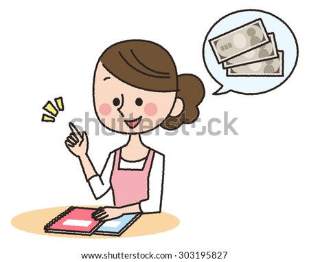 illustration of housewife and money