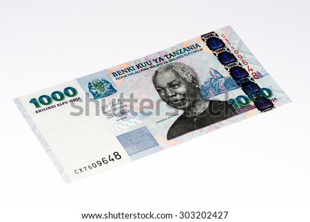 1000 Tanzanian shillings bank note. Tanzanian shilling is the national currency of Tanzania