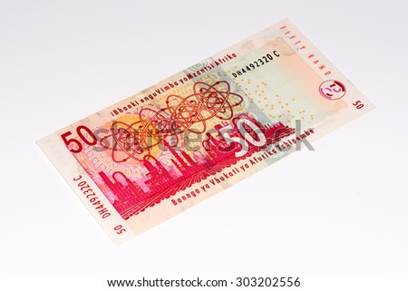 50 South African rands bank note. South African rands is the national currency of South Africa