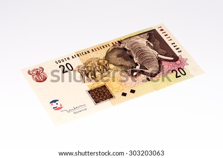 20 South African rands bank note. South African rands is the national currency of South Africa