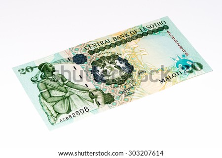 20 Lesotho loti bank note. Lesotho loti is the national currency of Lesotho