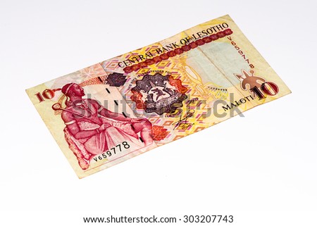 10 Lesotho loti bank note. Lesotho loti is the national currency of Lesotho