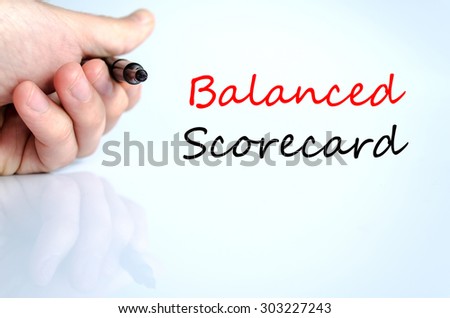 Balanced scorecard text concept isolated over white background