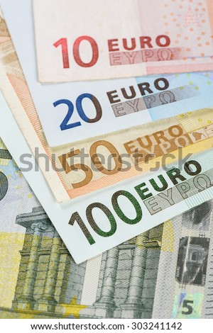 European currency money, euro bank notes.